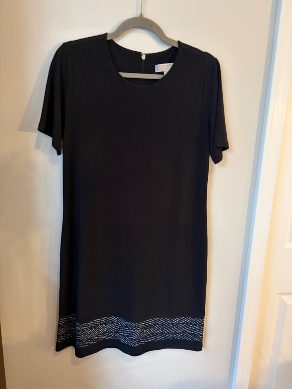 Michael Kors Black Short-Sleeve Tunic with Metallic Hem Detail